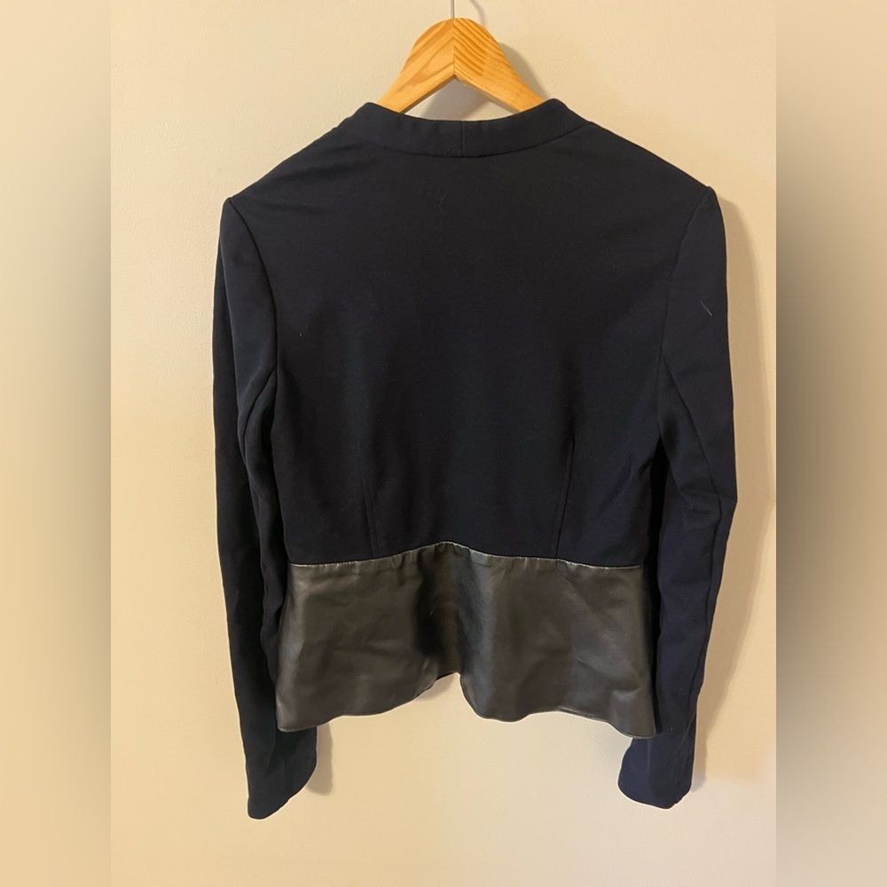 Bailey 44 Navy Black Vegan Leather Peplum Jacket Large - Picture 10 of 10